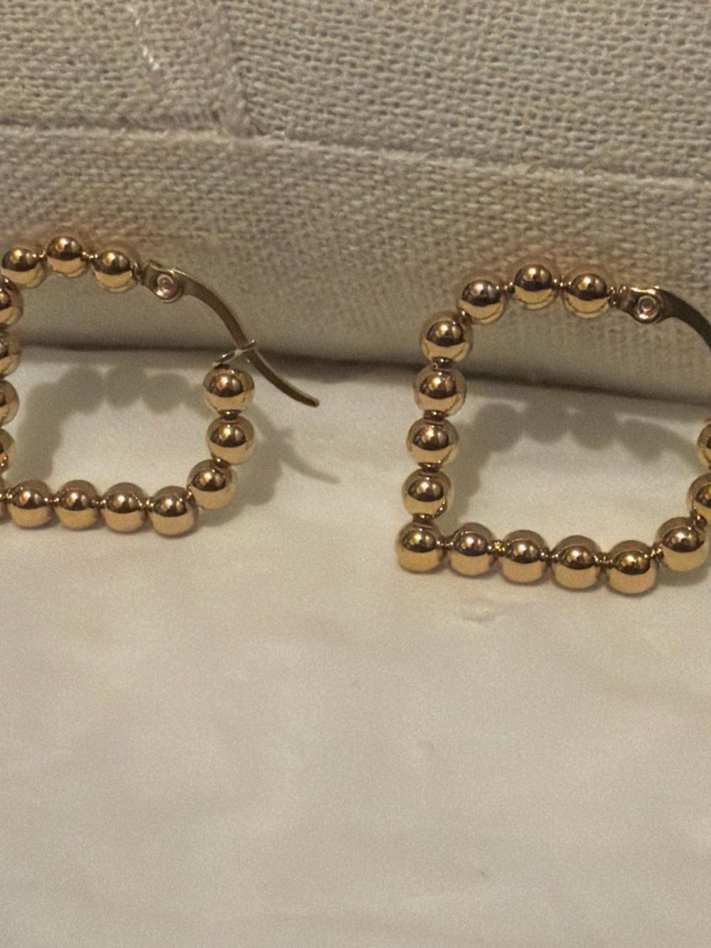 18k gold plated stainless steel Gold Beaded Square Hoop Earrings-Women's Jewelry
